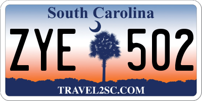 SC license plate ZYE502