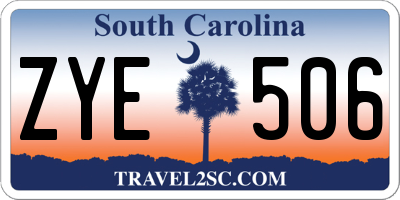 SC license plate ZYE506