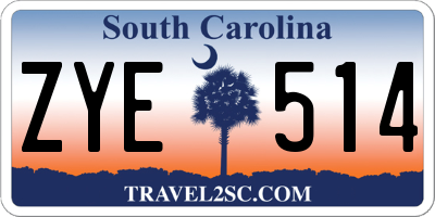 SC license plate ZYE514