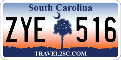 SC license plate ZYE516