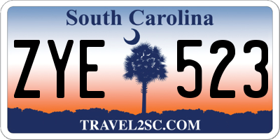 SC license plate ZYE523
