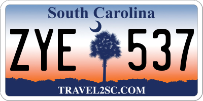 SC license plate ZYE537