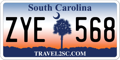 SC license plate ZYE568