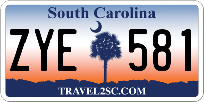 SC license plate ZYE581
