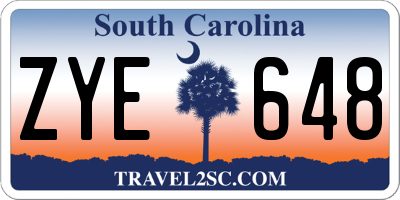 SC license plate ZYE648