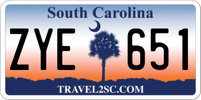 SC license plate ZYE651