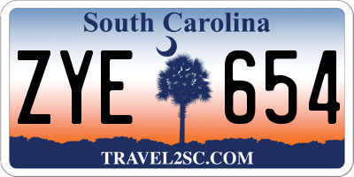SC license plate ZYE654