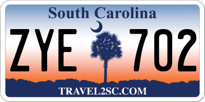 SC license plate ZYE702