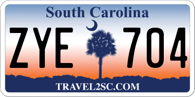 SC license plate ZYE704