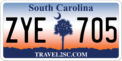 SC license plate ZYE705