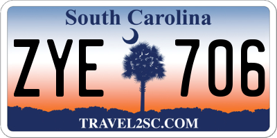 SC license plate ZYE706