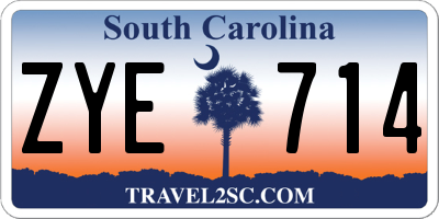 SC license plate ZYE714