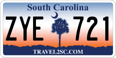 SC license plate ZYE721