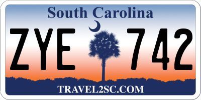 SC license plate ZYE742