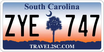SC license plate ZYE747