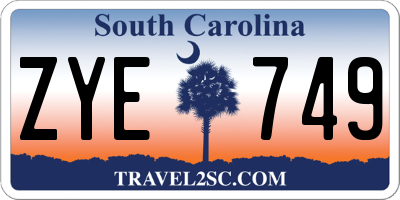 SC license plate ZYE749