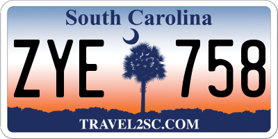 SC license plate ZYE758
