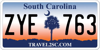 SC license plate ZYE763