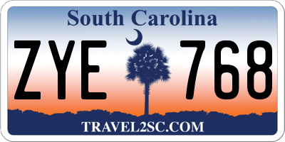 SC license plate ZYE768