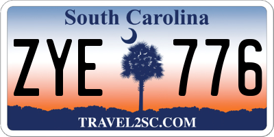 SC license plate ZYE776