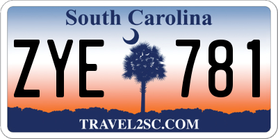 SC license plate ZYE781
