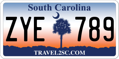 SC license plate ZYE789