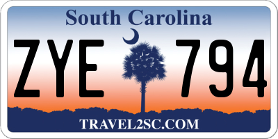 SC license plate ZYE794