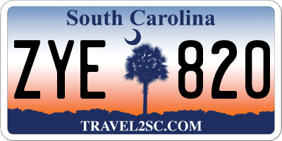 SC license plate ZYE820