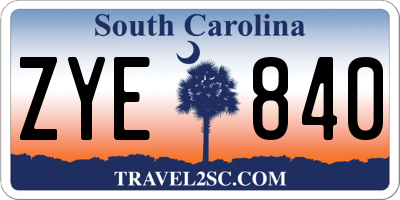 SC license plate ZYE840