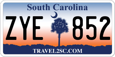 SC license plate ZYE852