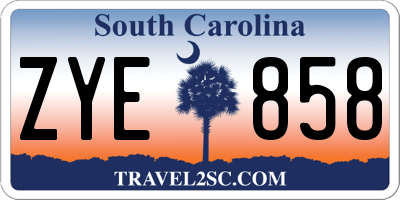 SC license plate ZYE858