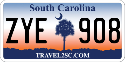 SC license plate ZYE908