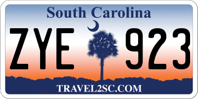 SC license plate ZYE923