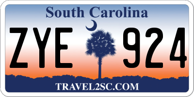 SC license plate ZYE924