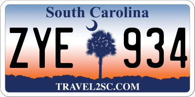 SC license plate ZYE934