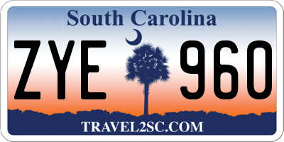 SC license plate ZYE960