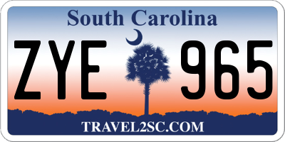 SC license plate ZYE965