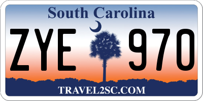 SC license plate ZYE970