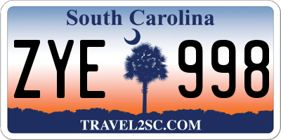 SC license plate ZYE998
