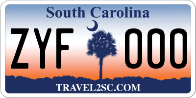 SC license plate ZYF000