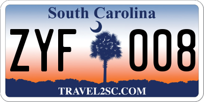 SC license plate ZYF008