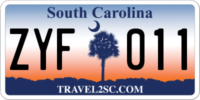 SC license plate ZYF011