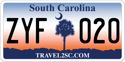 SC license plate ZYF020