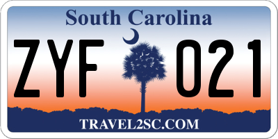 SC license plate ZYF021