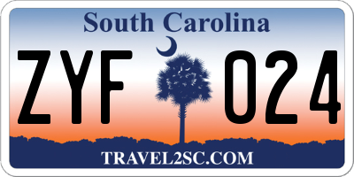 SC license plate ZYF024