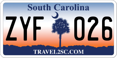 SC license plate ZYF026