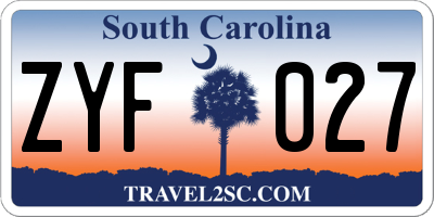SC license plate ZYF027