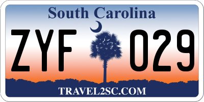 SC license plate ZYF029