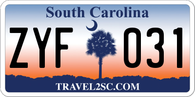 SC license plate ZYF031