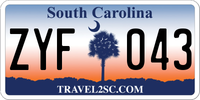 SC license plate ZYF043